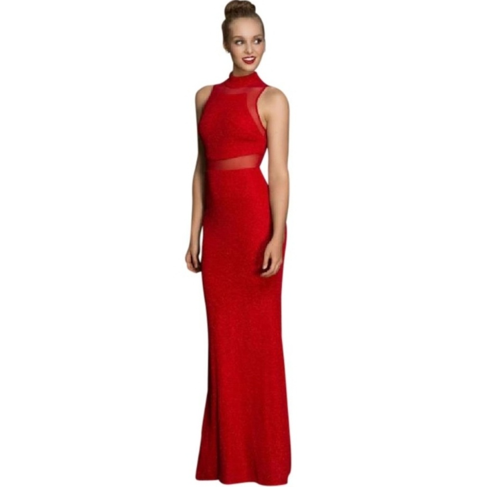 BETSY & ADAM Illusion Lace Column Gown (BNWT)